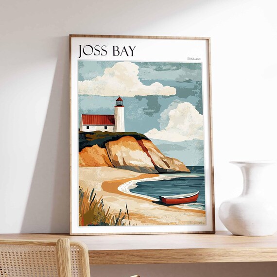 Joss Bay Poster Uk Landscape Surfing Poster British Seaside Poster Beach House Decor Joss Bay Travel Print Joss Bay Print Uk Wall Art