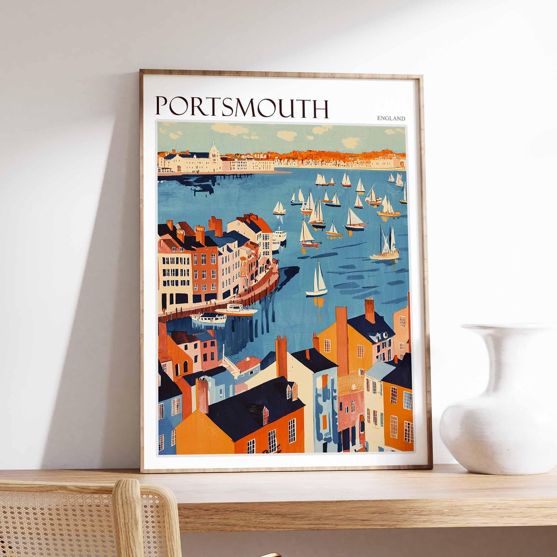 Portsmouth Poster Uk Travel Poster Coastal Wall Art British Decor Uk Home Decor Portsmouth Wall Art Portsmouth Travel Print Uk Print