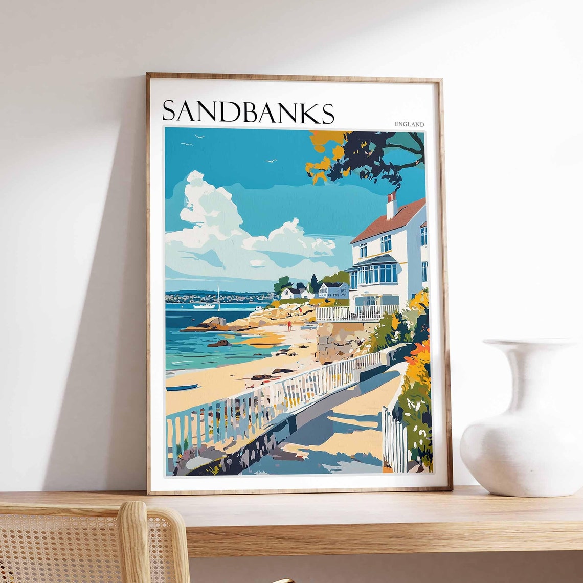 Sandbanks Poster Uk Travel Poster Coastal Wall Art Beach Poster Uk Home Decor Dorset Poster Sandbanks Travel Print Sandbanks Wall Art