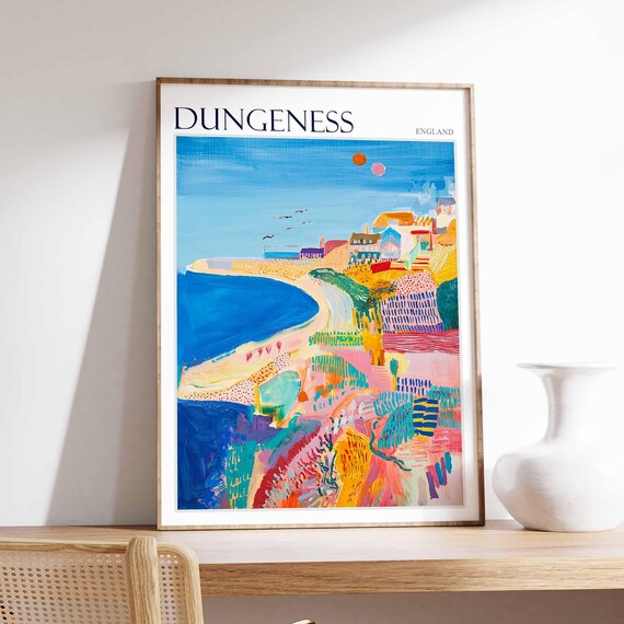 Dungeness England Colorful Abstract Coastal Town Cove Artwork Poster