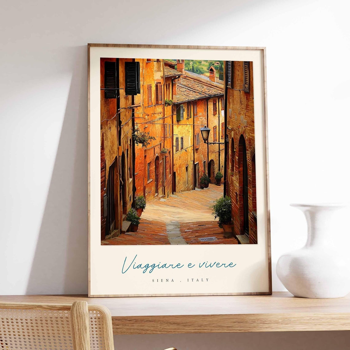 Siena Italy Viaggiare e Vivere Sunlit Old Town Street Scene Poster