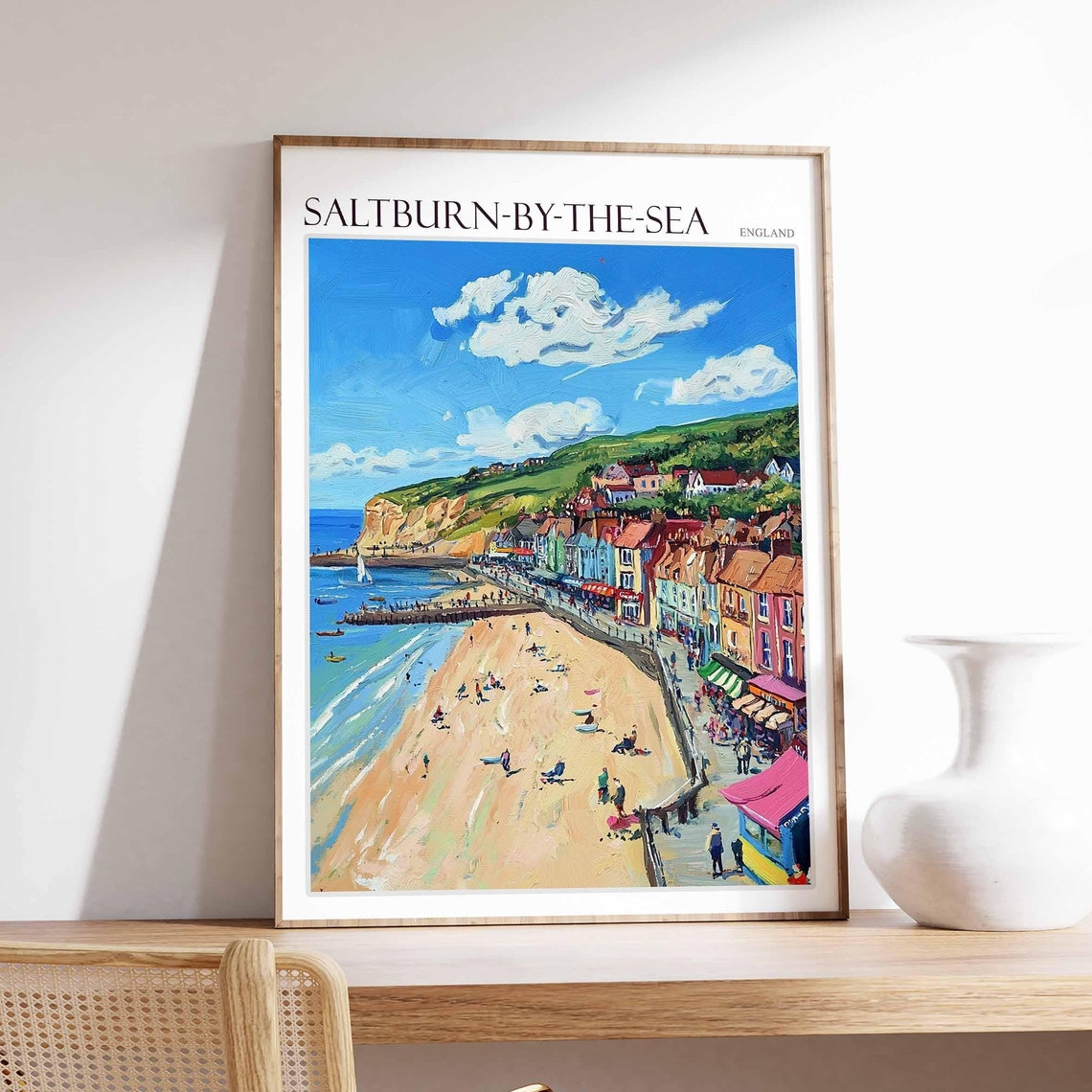 Saltburn By The Sea Poster Uk Travel Poster Coastal Wall Art British Art Uk Home Decor Vintage Seaside Poster Saltburn By The Sea Art