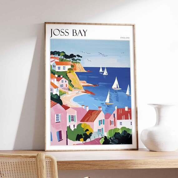 Joss Bay Poster Uk Landscape Surfing Poster British Seaside Poster Beach House Decor Joss Bay Travel Print Joss Bay Print Uk Wall Art