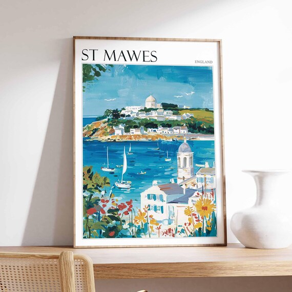 St Mawes England Sparkling Bay Sailboats and Hillside Village Vista Poster
