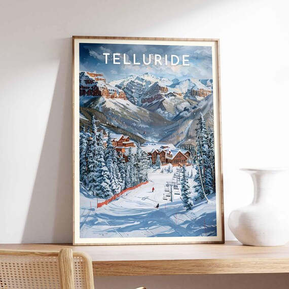 Telluride Ski Lodge Chairlift Framed by Frosty Pines Colorado Poster