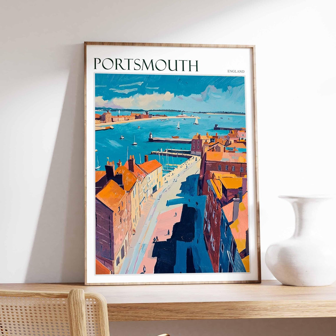 Portsmouth Poster Uk Travel Poster Coastal Wall Art British Decor Uk Home Decor Portsmouth Wall Art Portsmouth Travel Print Uk Print