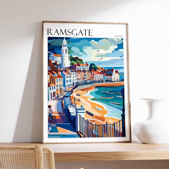 Ramsgate England Retro Seafront Promenade Illustration Poster