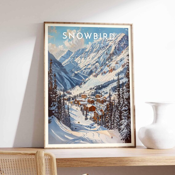 Snowbird Utah Steep Canyon Resort Village Pines Big Mountain Ski Poster