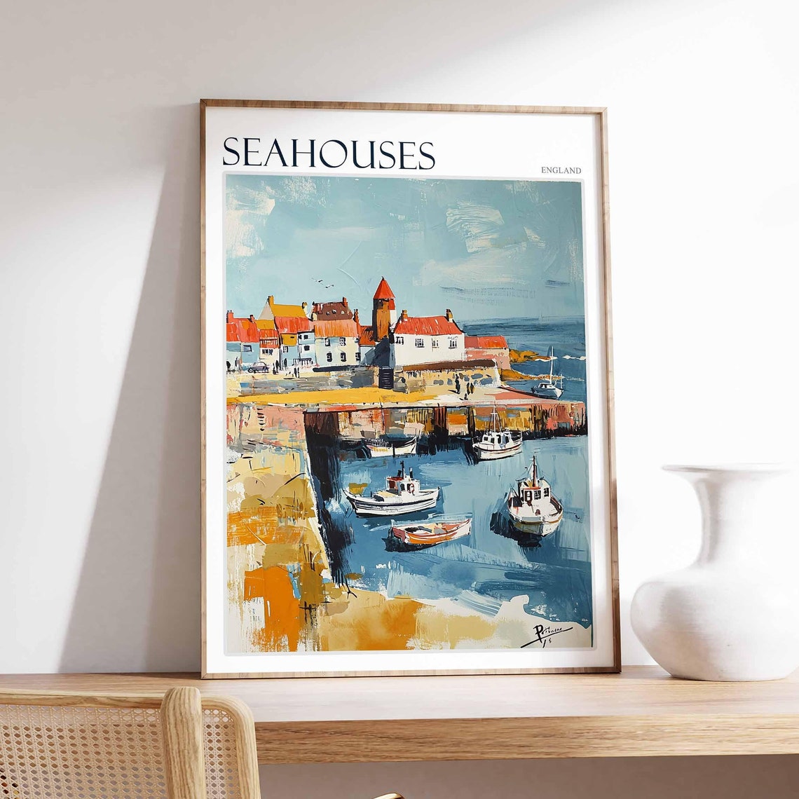 Seahouses Poster Northumberland Poster Coastal Poster Uk Travel Poster Uk Wall Art Seahouses Travel Print Seahouses Wall Decor