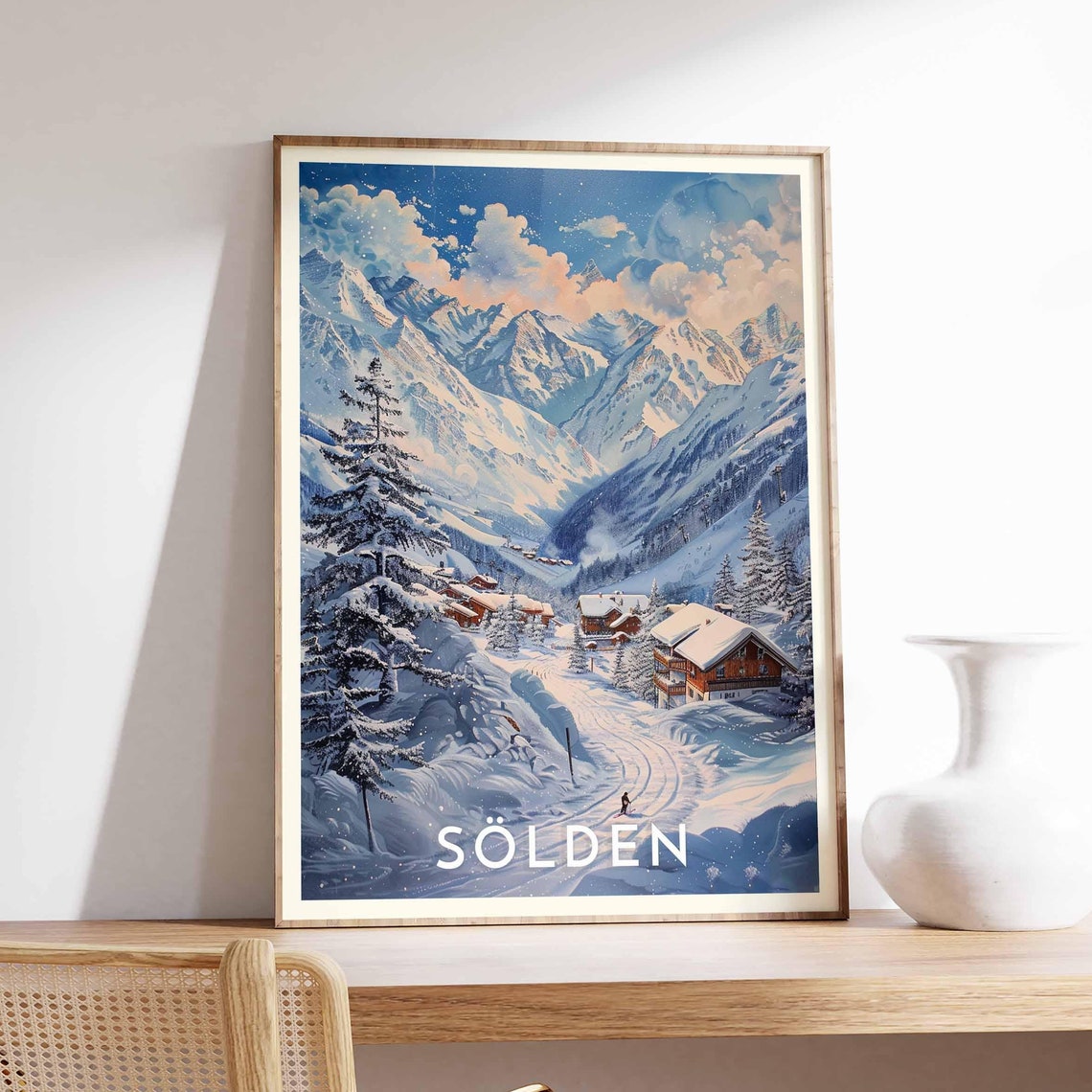 Sölden Starry Blue Night Mountains Above the Ski Chalets Poster