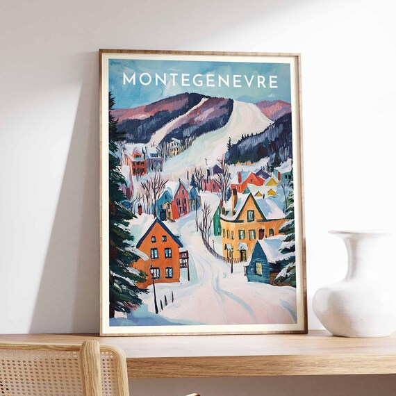 Montgenevre France Colorful Village Ski Slopes Mountain Poster