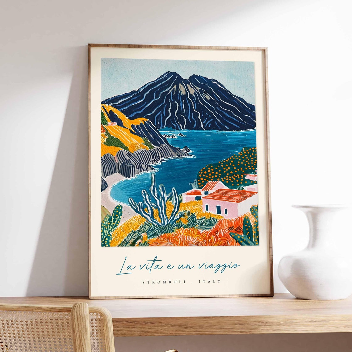 Stromboli Poster Italian Travel Print Stromboli Travel Art Stromboli Wall Art Italy Art Italy Travel Decor Italian Travel Gift