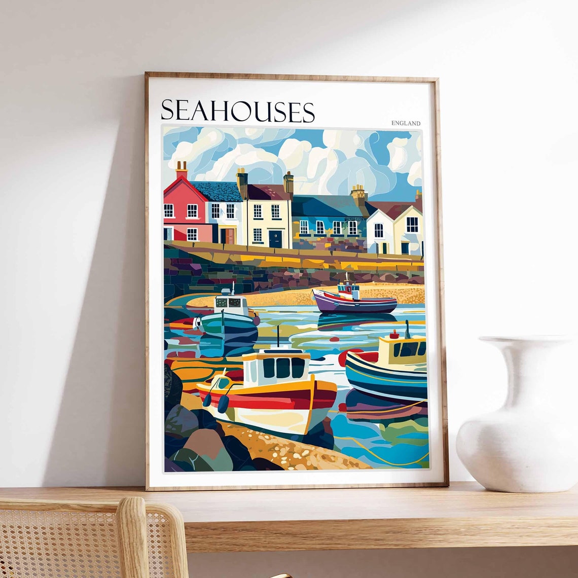 Seahouses Poster Northumberland Poster Coastal Poster Uk Travel Poster Uk Wall Art Seahouses Travel Print Seahouses Wall Decor