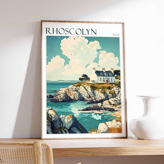 Rhoscolyn Wales White House On Rocky Cliffs Sea View Art Poster