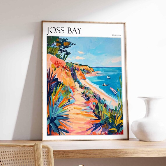 Joss Bay Poster Uk Landscape Surfing Poster British Seaside Poster Beach House Decor Joss Bay Travel Print Joss Bay Print Uk Wall Art