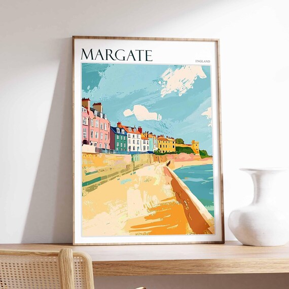 Margate England Seafront Promenade Colorful Houses Painting Poster