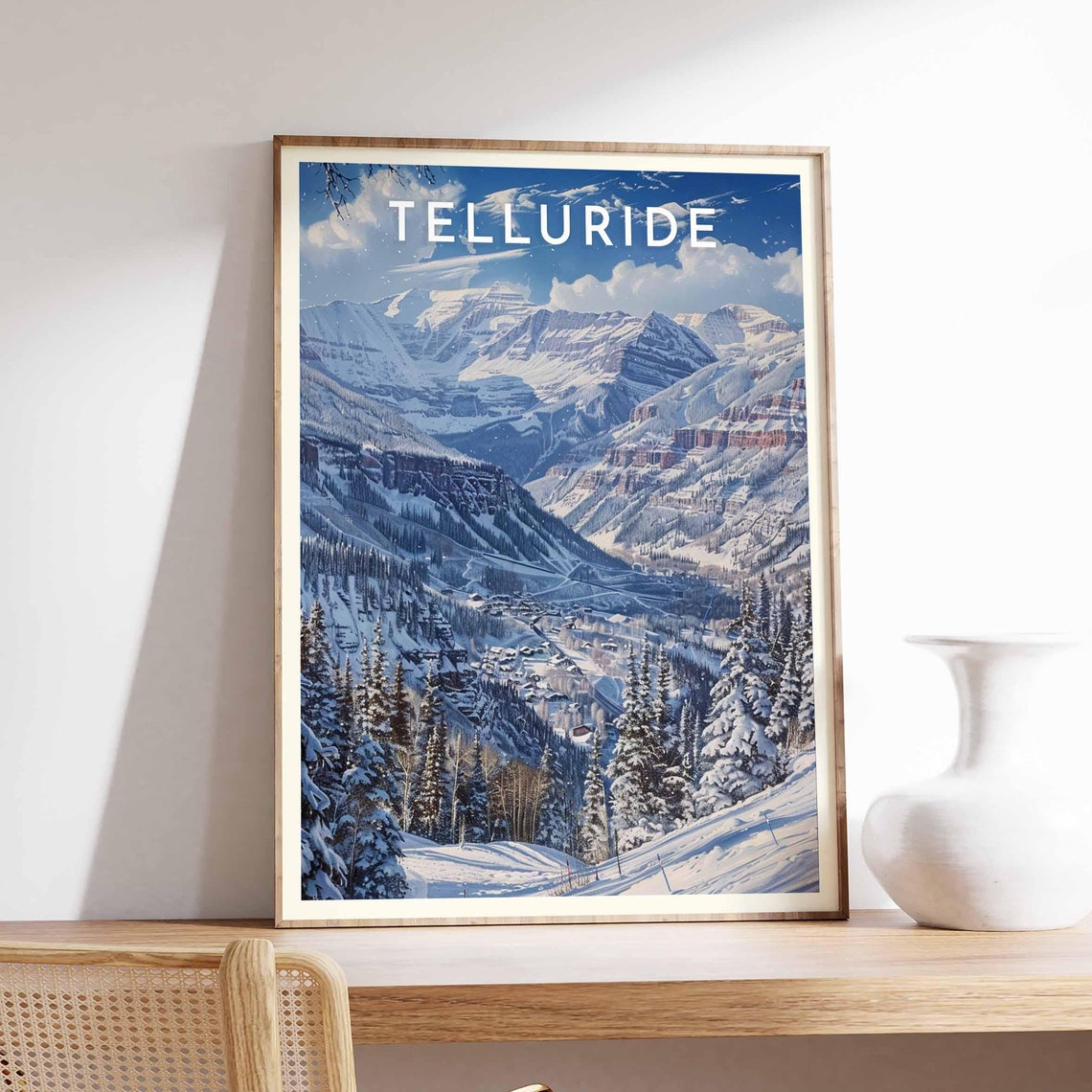 Telluride Panoramic Winter Valley and the Colorado Ski Town Poster