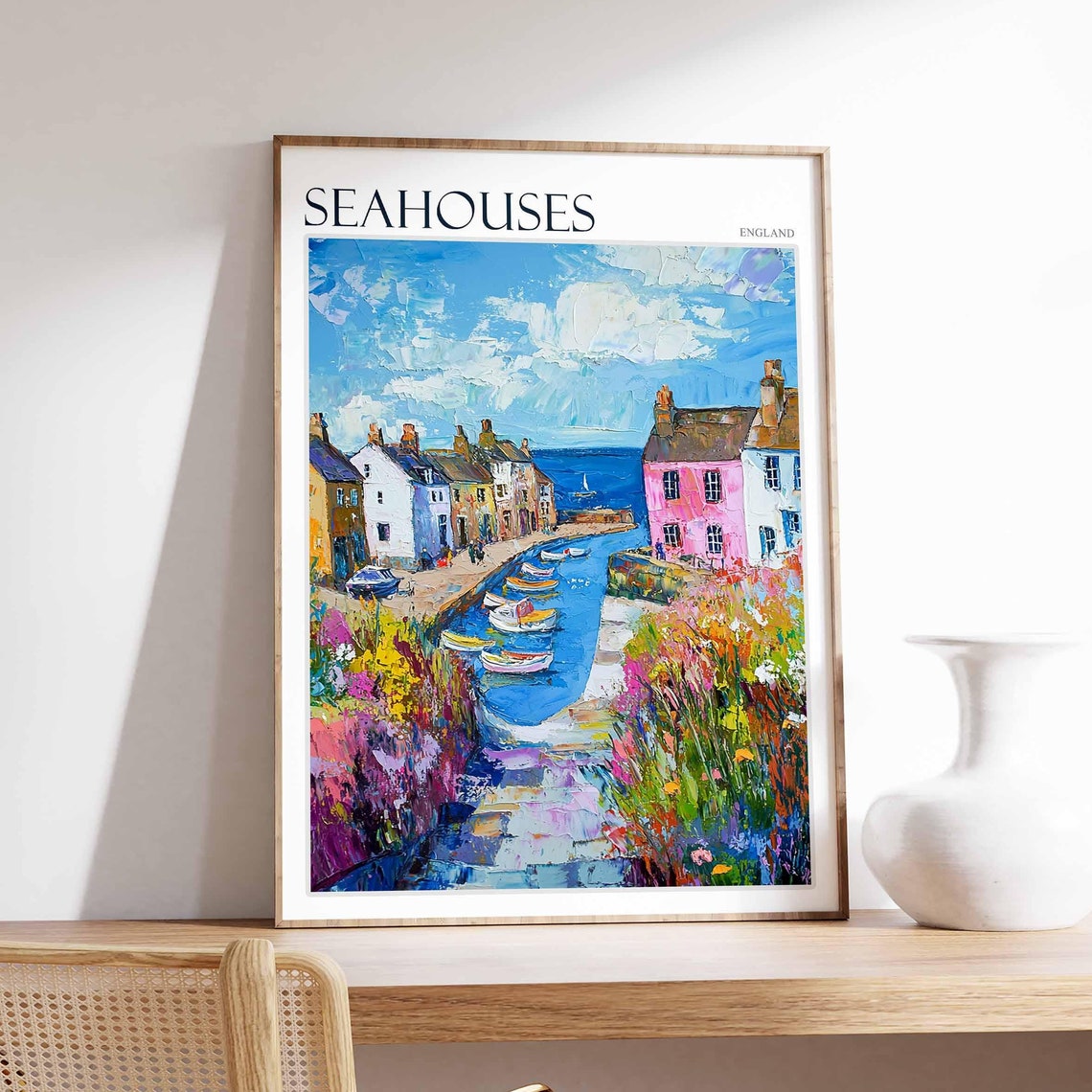 Seahouses Poster Northumberland Poster Coastal Poster Uk Travel Poster Uk Wall Art Seahouses Travel Print Seahouses Wall Decor