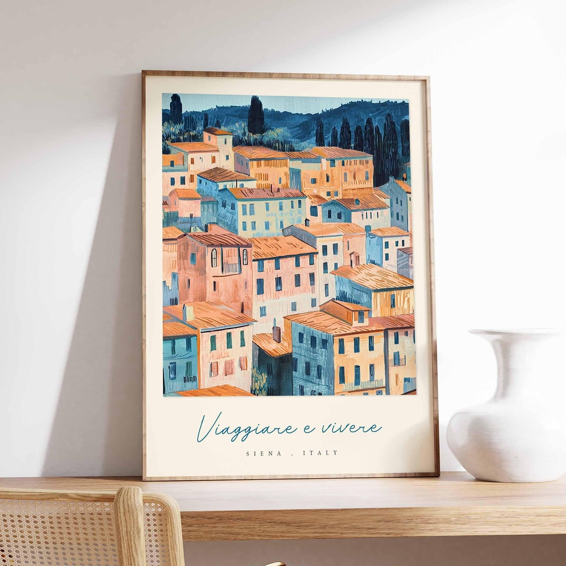 Siena Italy Tuscan Town At Dusk Dark Cypress Ridge Travel Poster