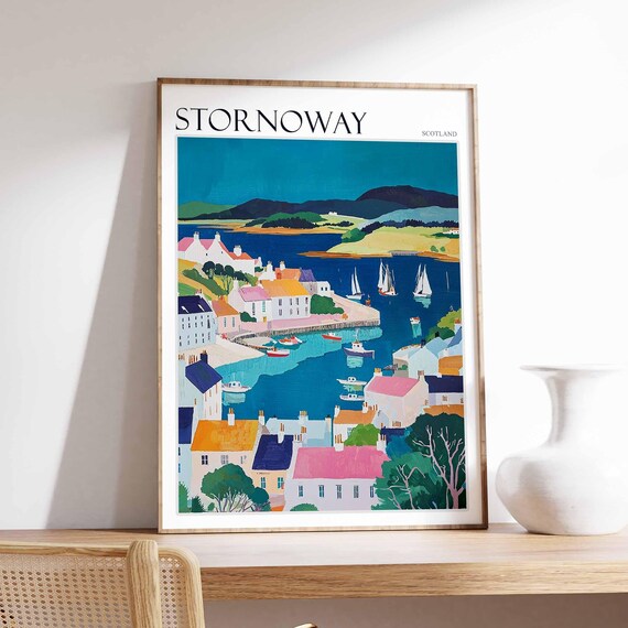 Stornoway Poster Scotland Travel Poster Island Poster Scottish Decor Stornoway Travel Print Stornoway Wall Decor Scottish Gift Poster