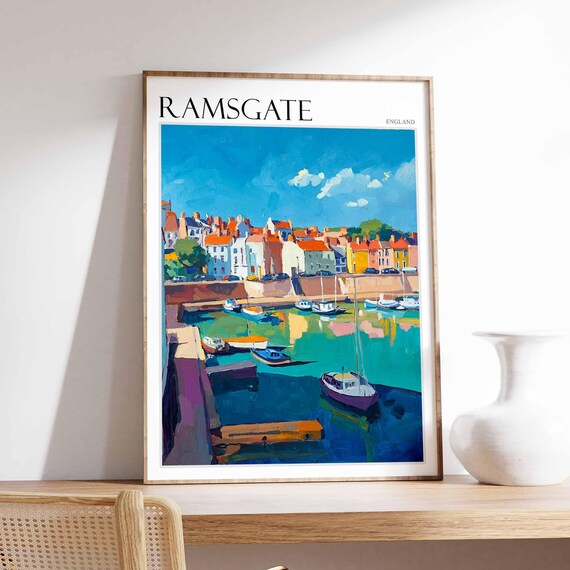 Ramsgate England Impressionist Harbor Sailboats Travel Poster