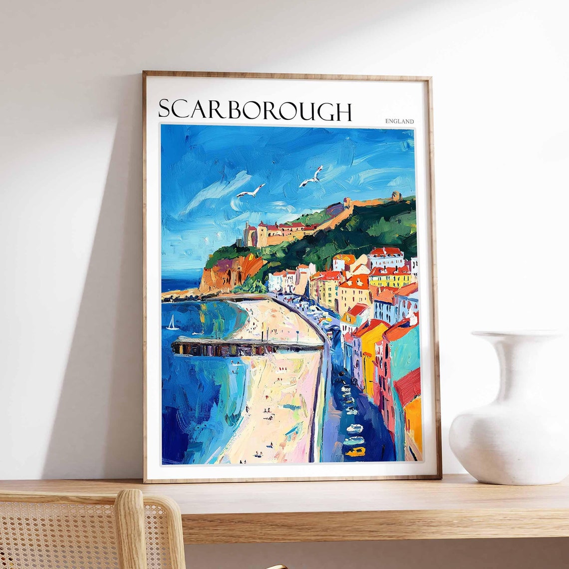 Scarborough Poster Uk Travel Poster Coastal Wall Art British Decor Uk Home Decor Scarborough Travel Decor Scarborough Wall Art Uk Art