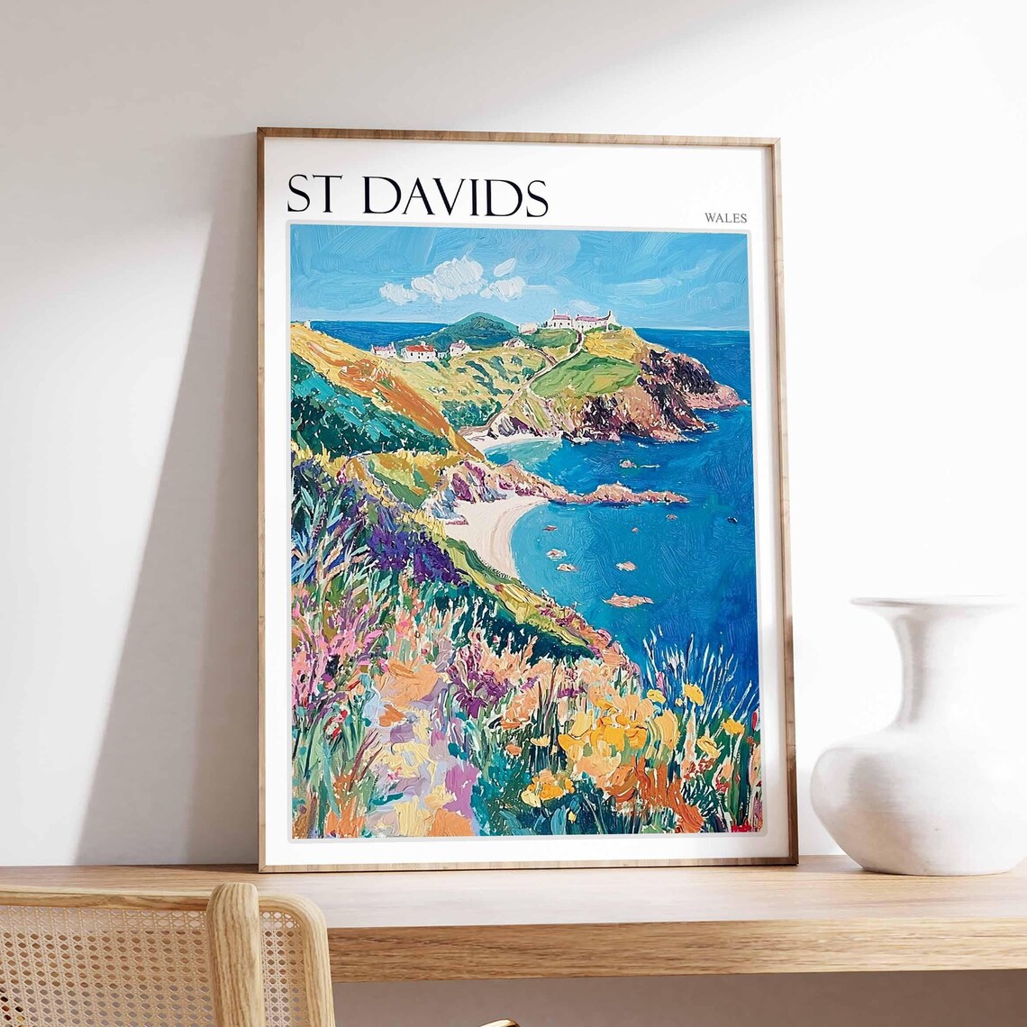 St Davids Wales Joyful Wildflower Headland Village Bay Art Poster