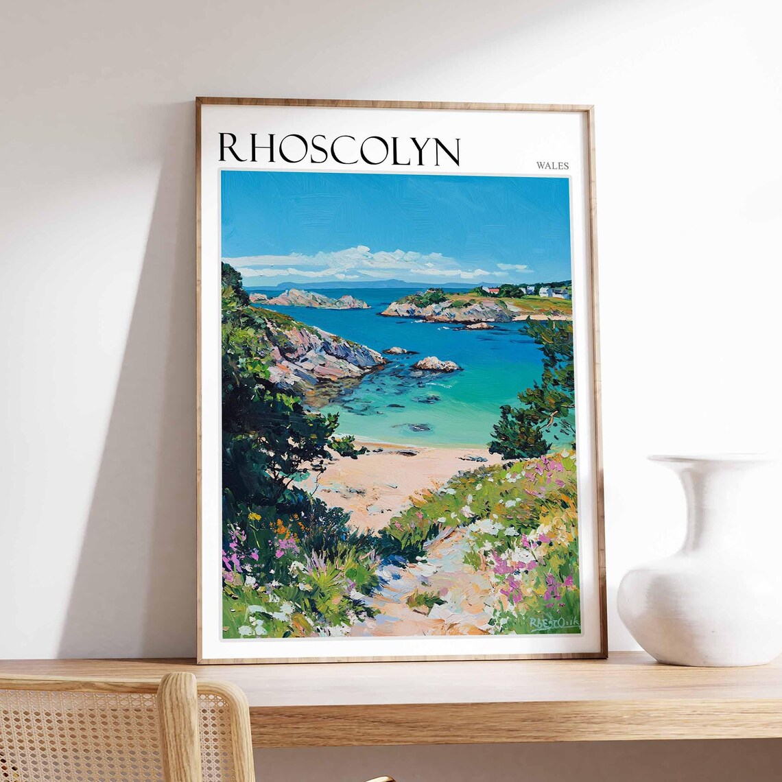 Rhoscolyn Wales Rocky Cove Turquoise Water Sandy Beach Poster