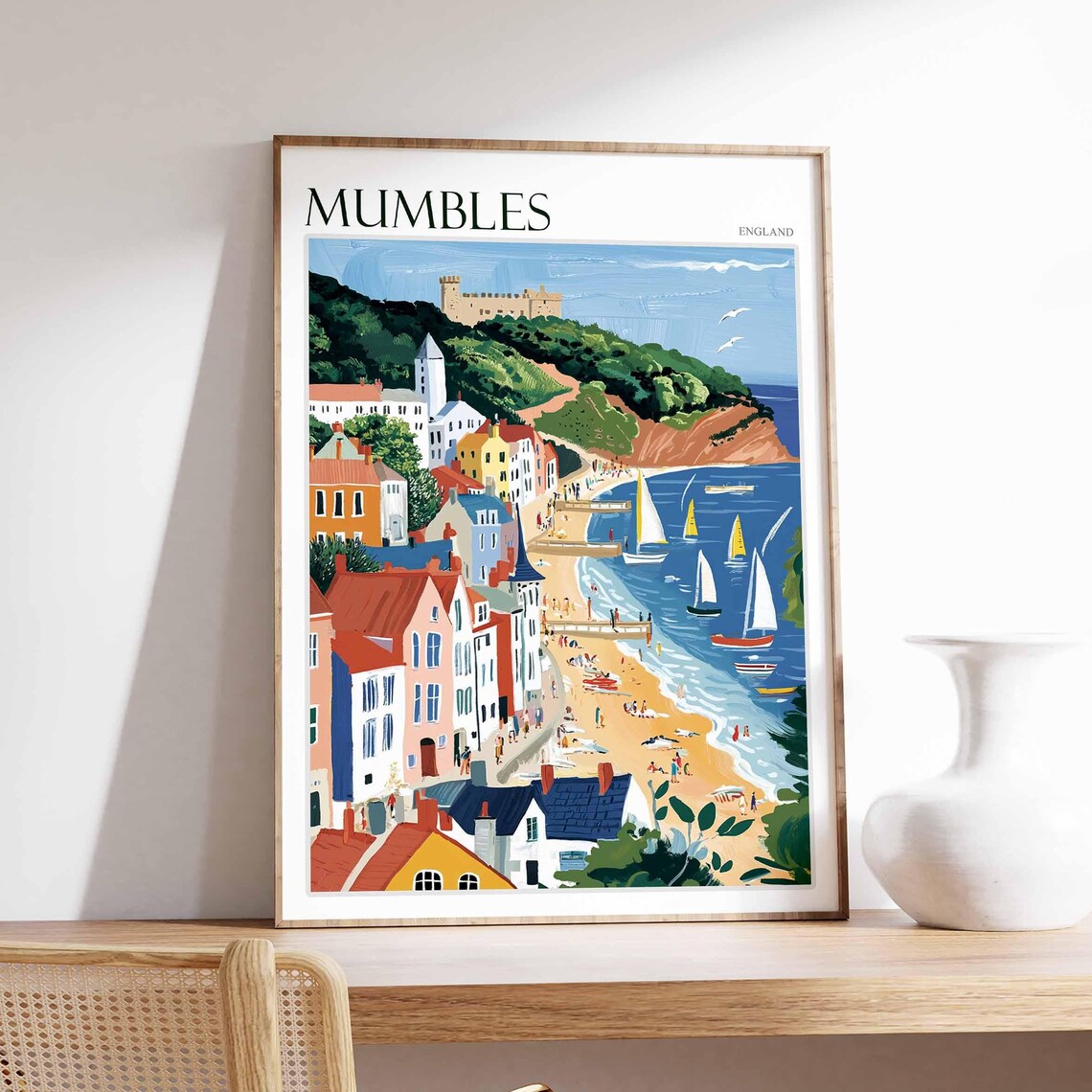 Mumbles Travel Poster, Welsh Coastal Wall Art