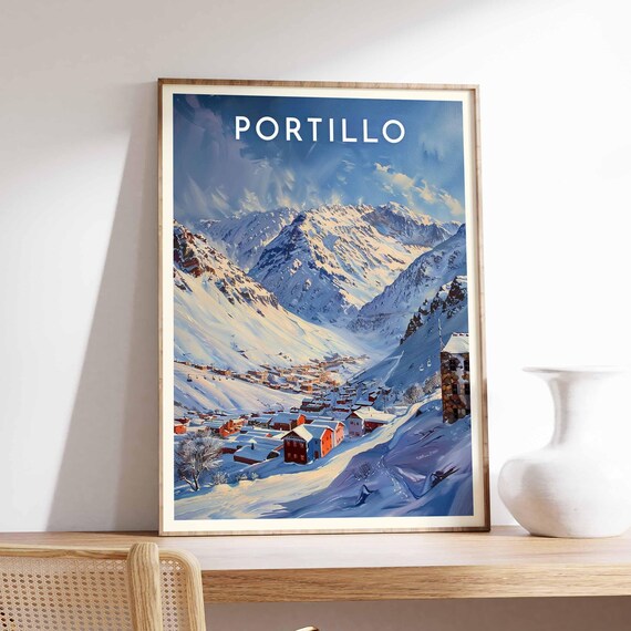 Portillo Chile Watercolor Sunlit Valley Resort View Andes Poster