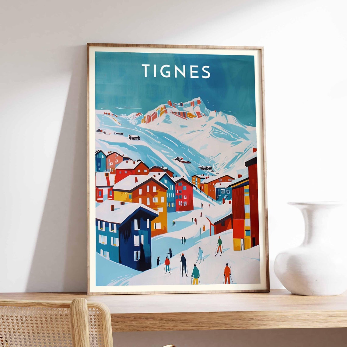 Tignes France Bold Geometric Colorful Village Street Art Poster