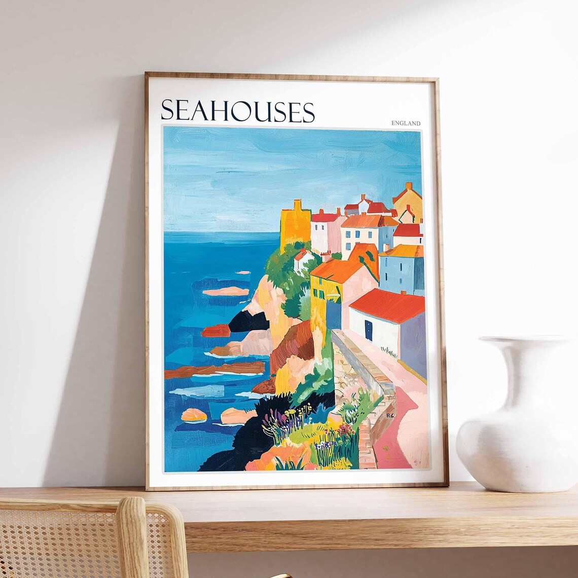 Seahouses Poster Northumberland Poster Coastal Poster Uk Travel Poster Uk Wall Art Seahouses Travel Print Seahouses Wall Decor
