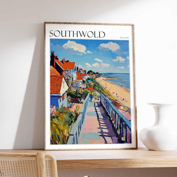 Southwold Steps To Beach Between Cottages Poster England Art
