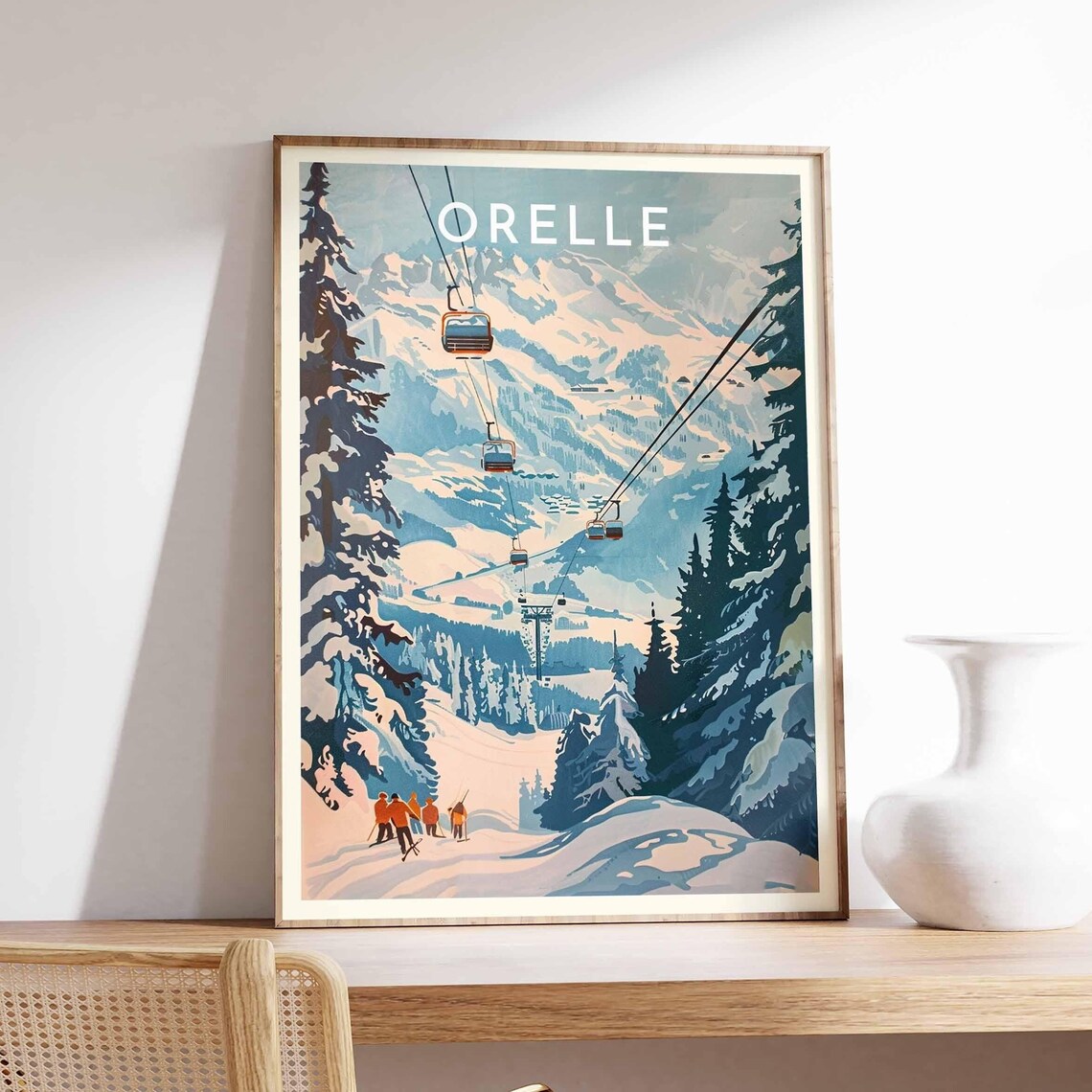 Skiing Travel Poster Orelle Ski Print France Travel Print Skiing Art Skiing Print Winter Sport Art Ski Gift