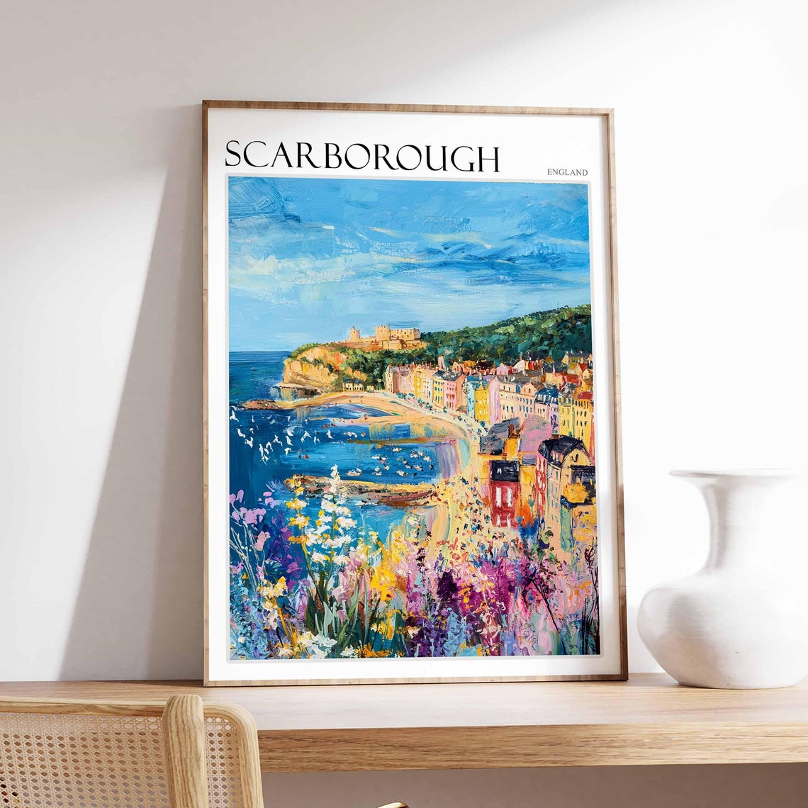 Scarborough Poster Uk Travel Poster Coastal Wall Art British Decor Uk Home Decor Scarborough Travel Decor Scarborough Wall Art Uk Art