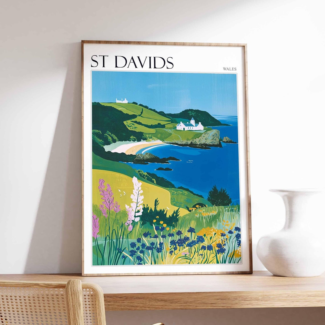 St Davids Poster Wales Poster Uk Travel Poster Coastal Wall Art Uk Home Decor St Davids Travel Print Wales Travel Print Wales Artwork