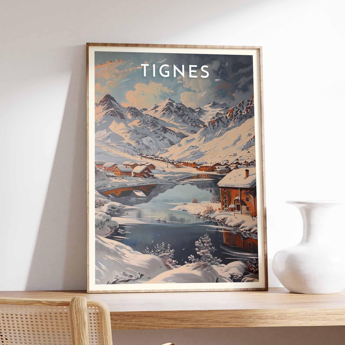 Skiing Travel Poster Tignes Ski Print France Travel Print Skiing Art Skiing Print Winter Sport Art Ski Gift