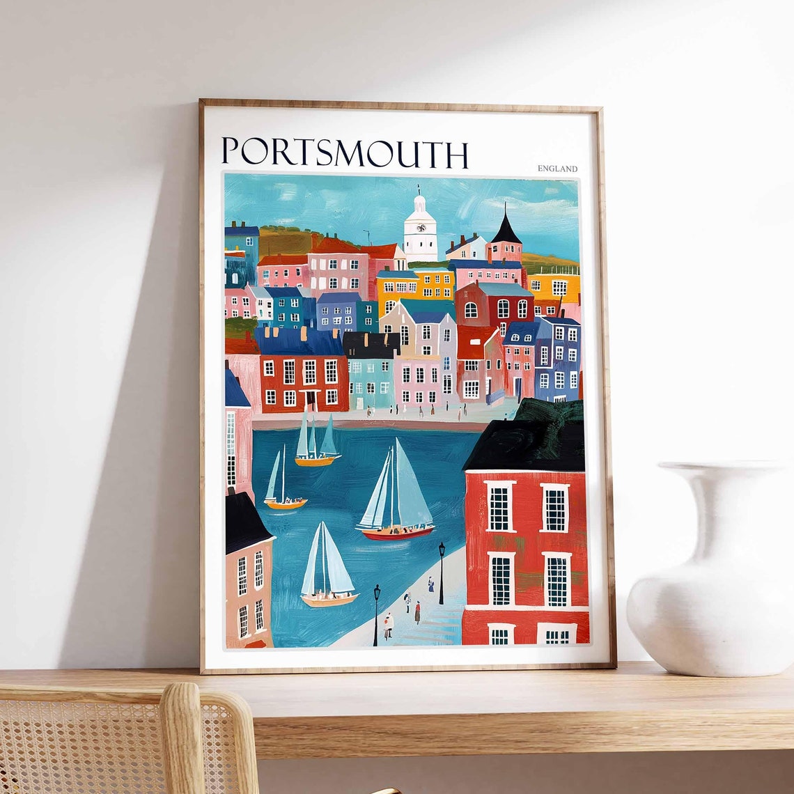 Portsmouth Poster Uk Travel Poster Coastal Wall Art British Decor Uk Home Decor Portsmouth Wall Art Portsmouth Travel Print Uk Print