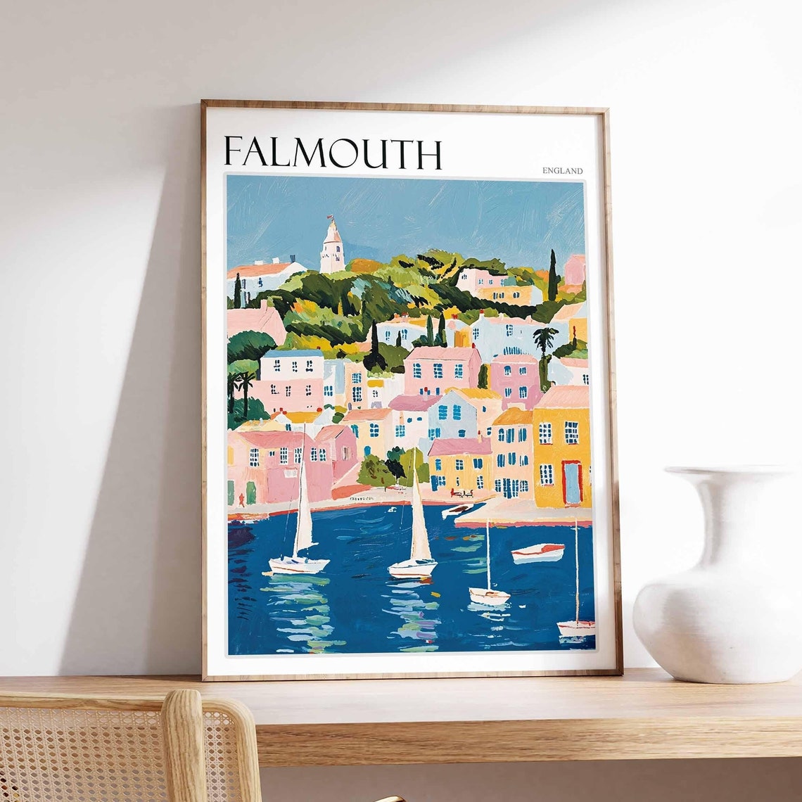 Falmouth Poster Cornwall Poster England Travel Poster Coastal Wall Art Uk Home Decor Falmouth Wall Decor Falmouth Wall Print Uk Art