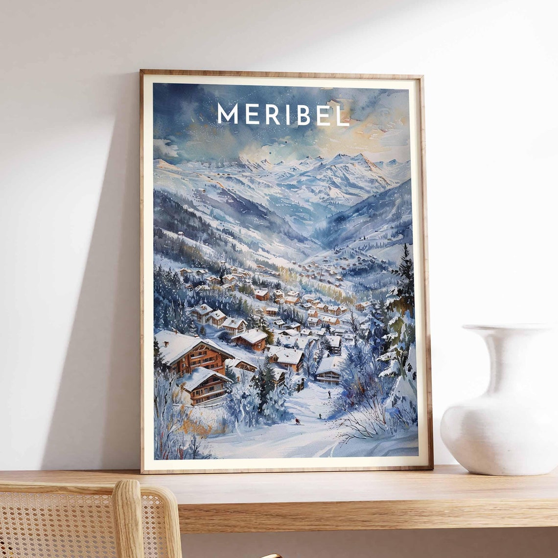 Skiing Travel Poster Mribel Ski Print France Travel Print Skiing Art Skiing Print Winter Sport Art Ski Gift