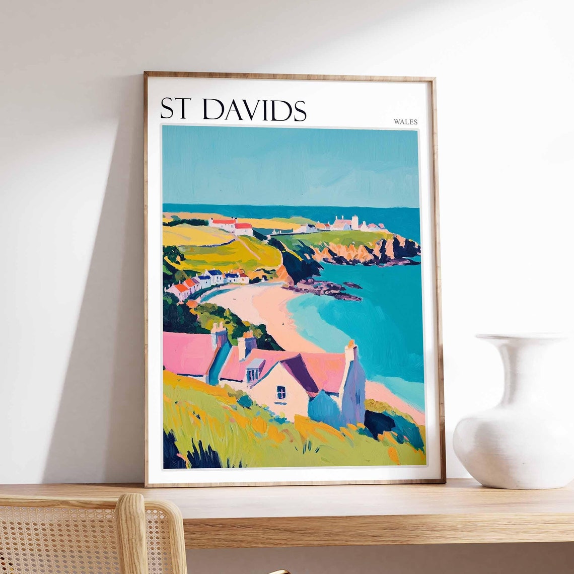 St Davids Poster Wales Poster Uk Travel Poster Coastal Wall Art Uk Home Decor St Davids Travel Print Wales Travel Print Wales Artwork