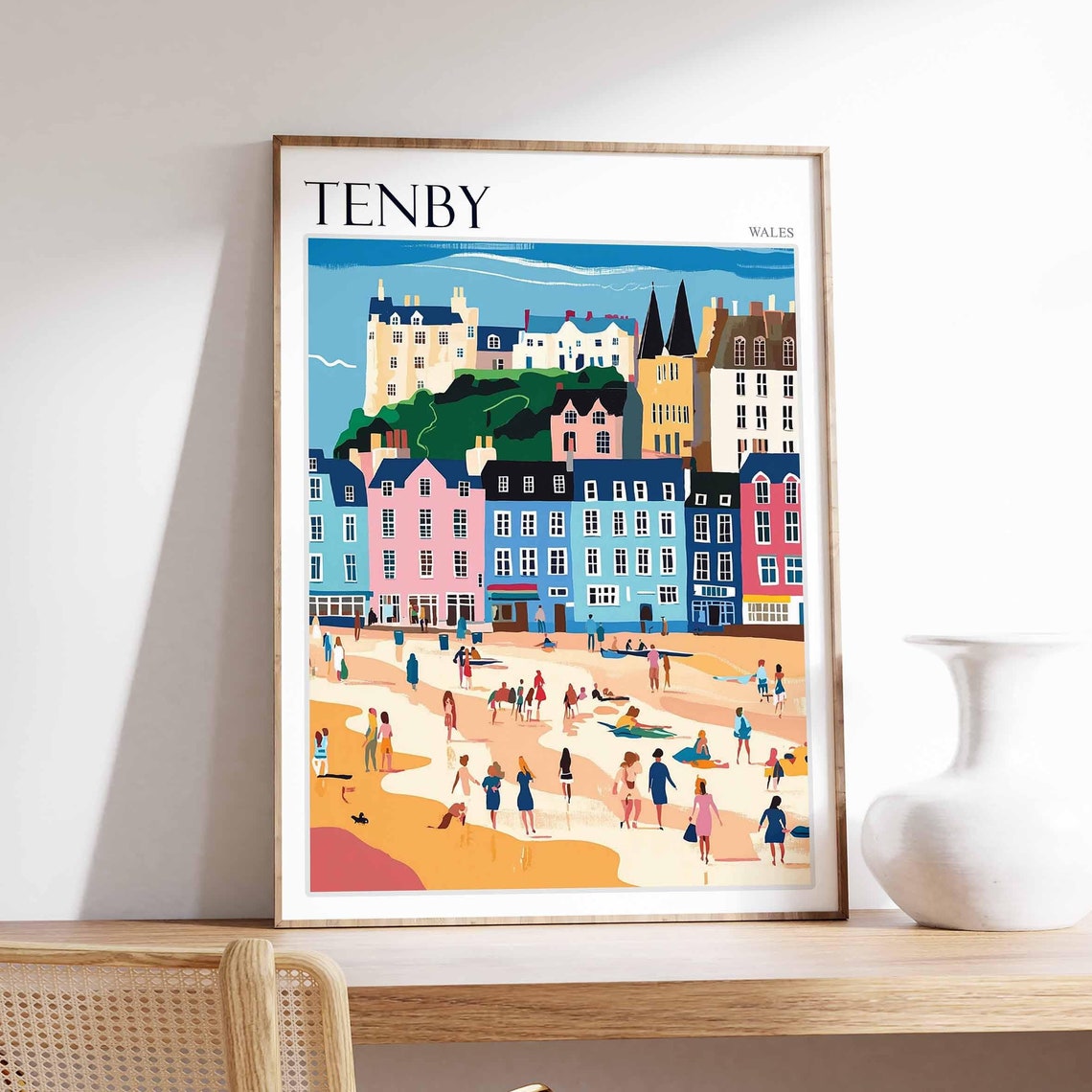 Tenby Poster Wales Poster Uk Travel Poster Coastal Wall Art Uk Home Decor Welsh Travel Decor Tenby Travel Print Wales Travel Print