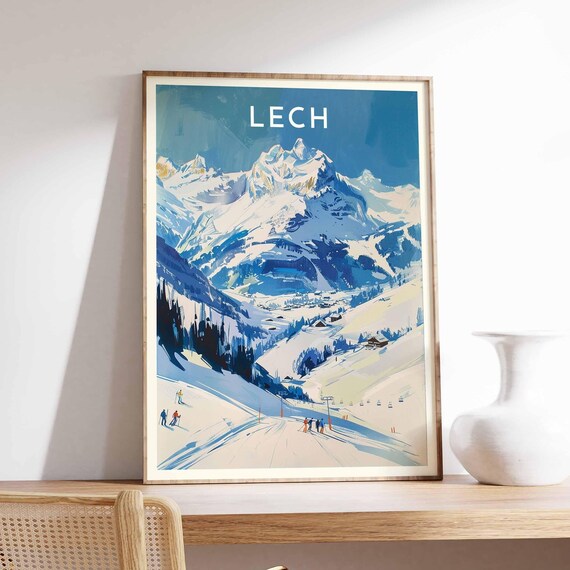 Lech Austria Skiers Groomed Pistes Grand Peak Winter Sports Poster