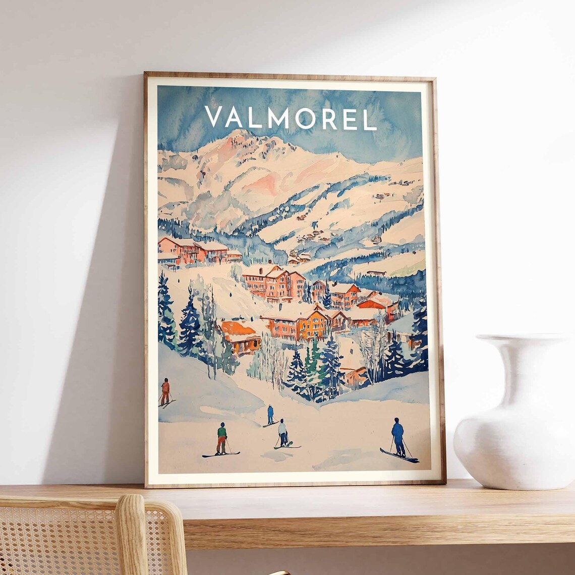 Skiing Travel Poster Valmorel Ski Print France Travel Print Skiing Art Skiing Print Winter Sport Art Ski Gift