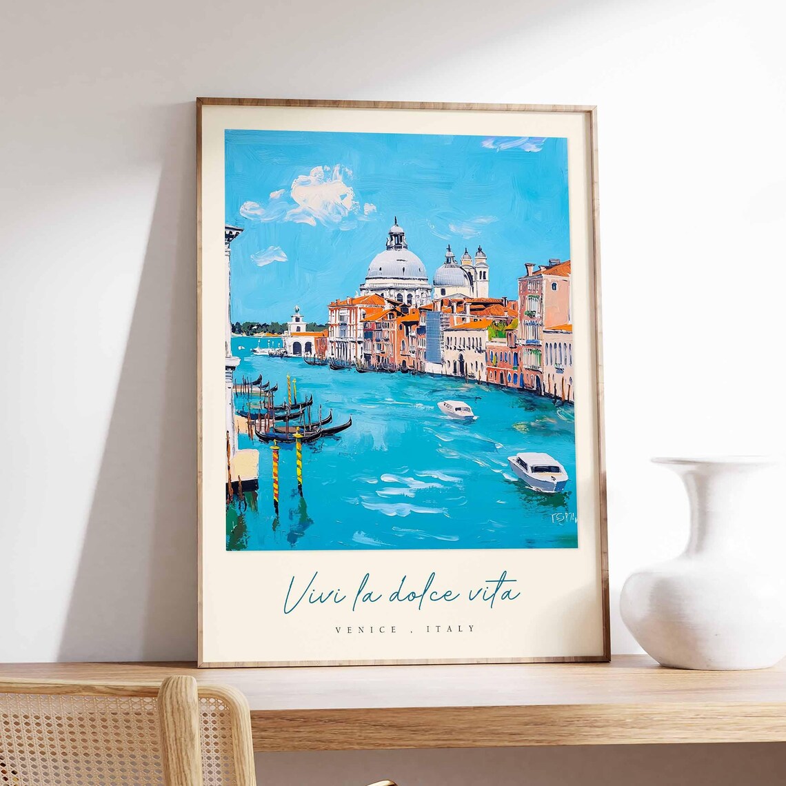 Venice Italy Grand Canal Gondolas Basilica della Salute Travel Poster
