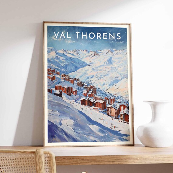 Val Thorens France Red Village Snowy Slopes Panorama View Poster