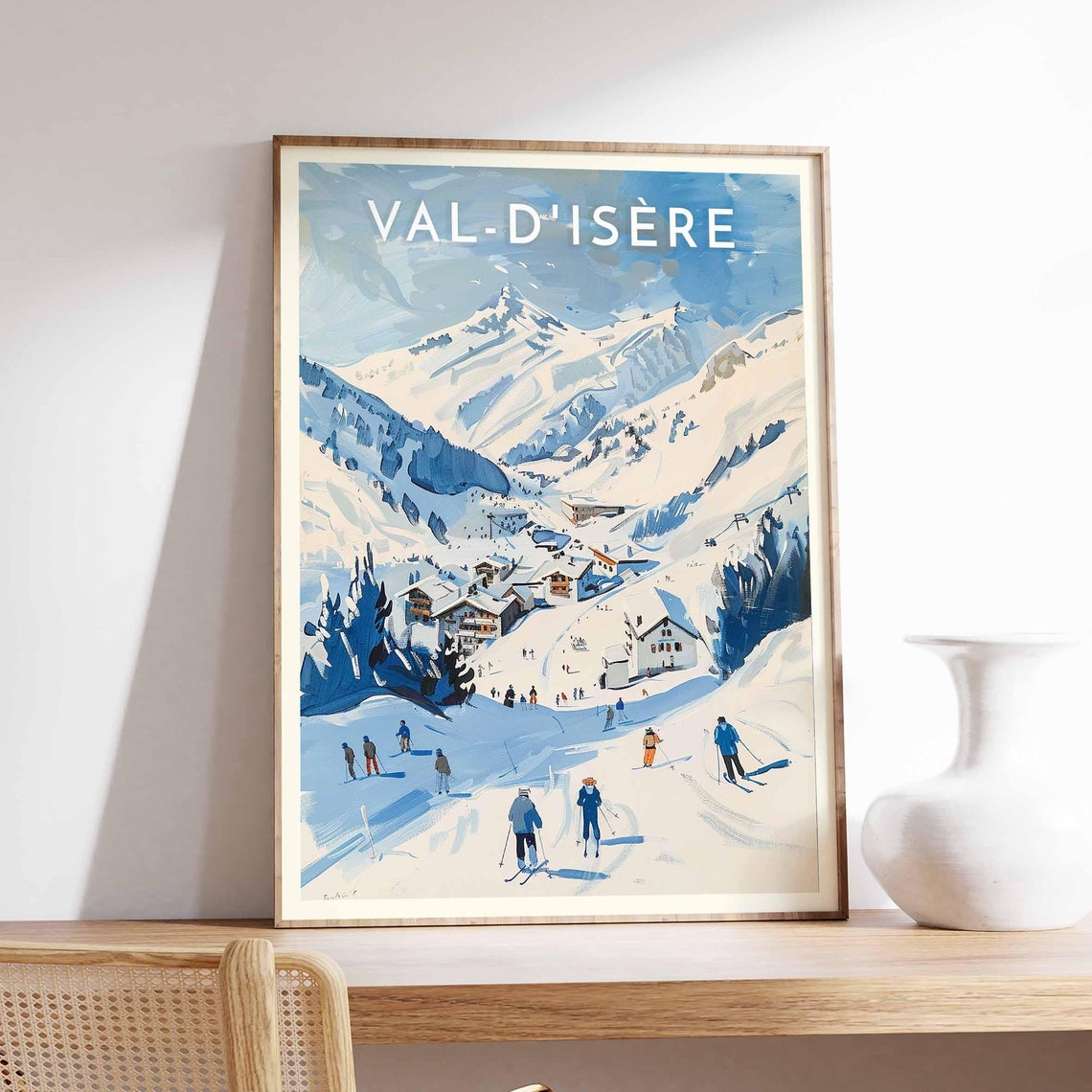 Skiing Travel Poster Val Disre Ski Print France Travel Print Skiing Art Skiing Print Winter Sport Art Ski Gift