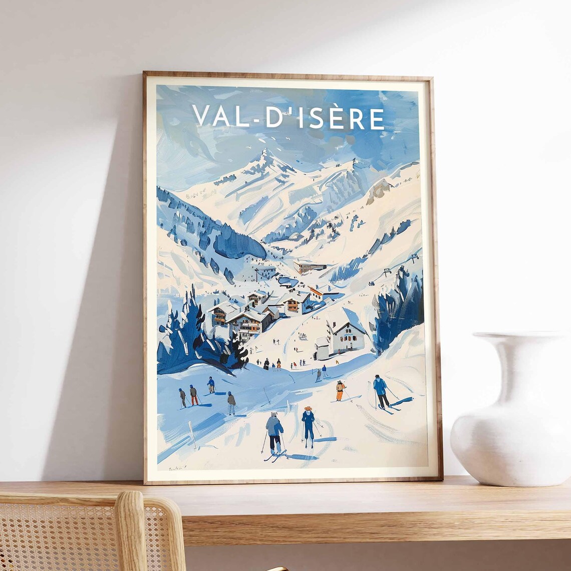 Val-D'Isère Soft Blue Mountain Village Valley Serene Winter Poster
