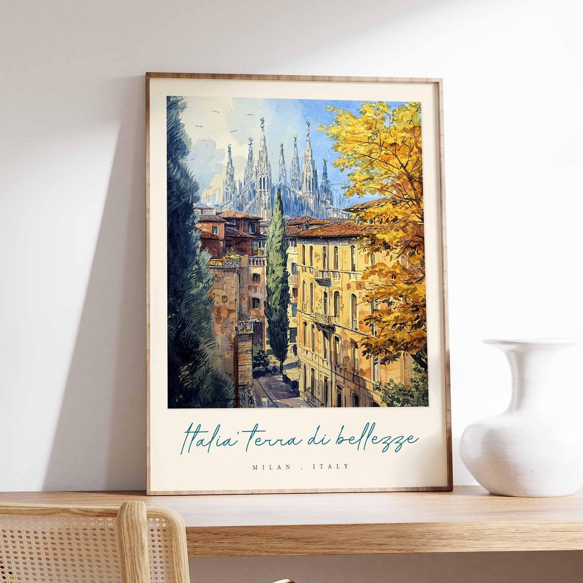 Milan Poster Italian Travel Print Milan Travel Art Milan Wall Art Italy Art Italy Travel Decor Italian Travel Gift