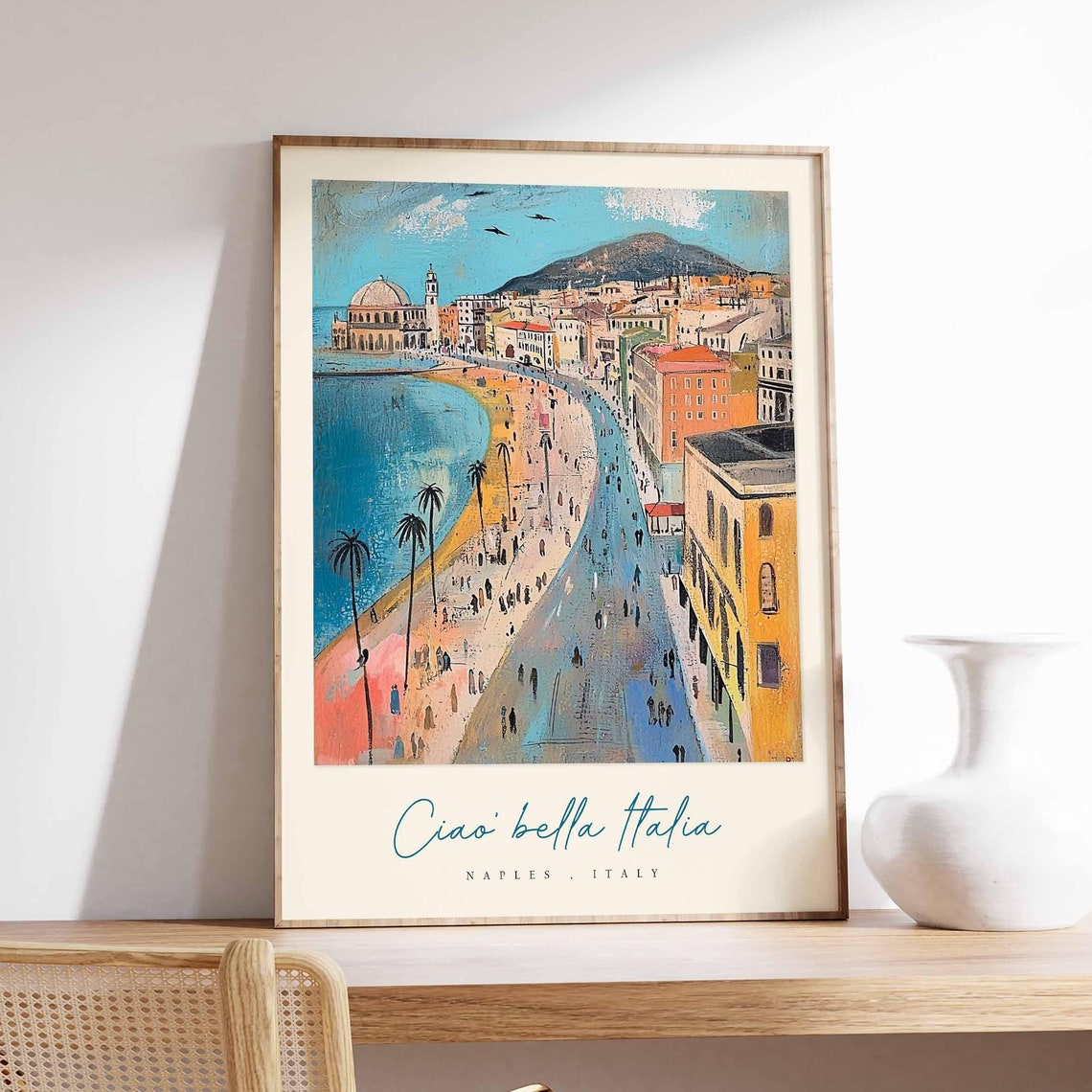 Naples Italy Bay Waterfront Vesuvius Ciao Bella Italia Poster
